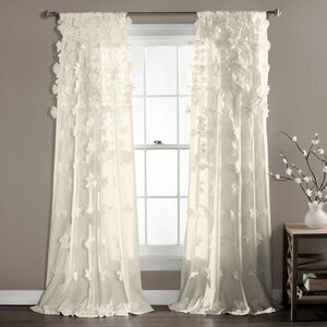 Lush Decor - 108"x54" Riley Window Curtain Panels Ivory - Lush  Ivory